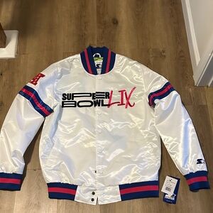 Starter White and Blue Super Bowl LIX Bomber Jacket